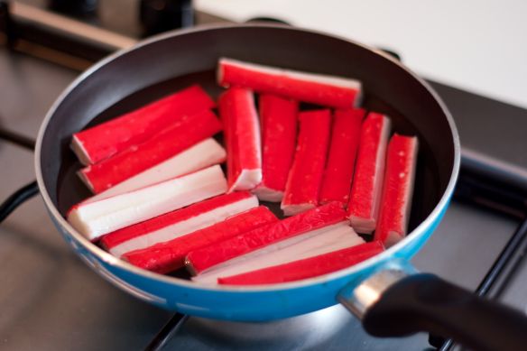 Surimi in a pan